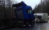 В Ленинградской области столкнулись микроавтобус и лесовоз, погибли 10 человек